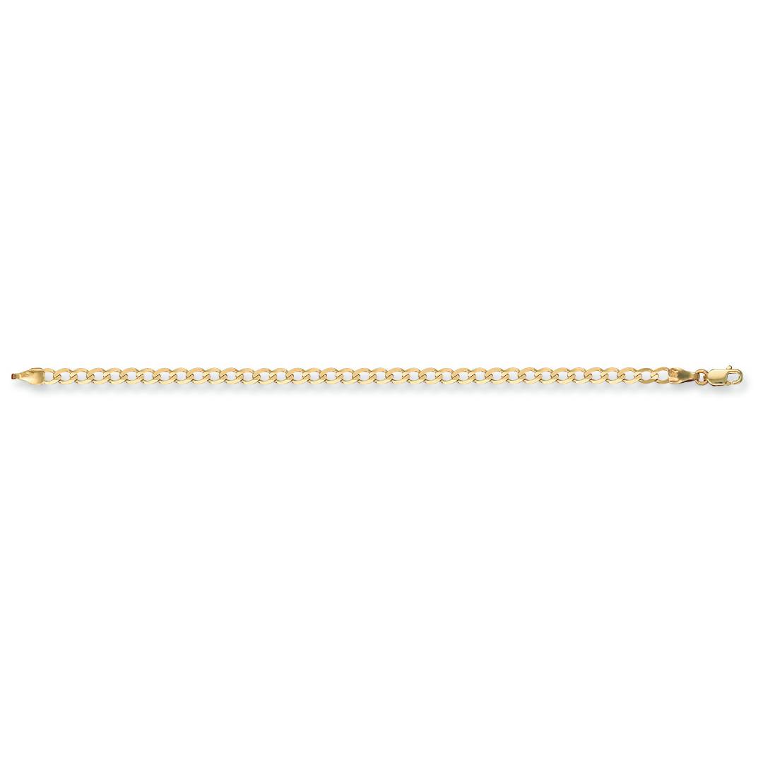 Solid 9ct Yellow Gold 3.5mm Flat Mens Curb Bracelet