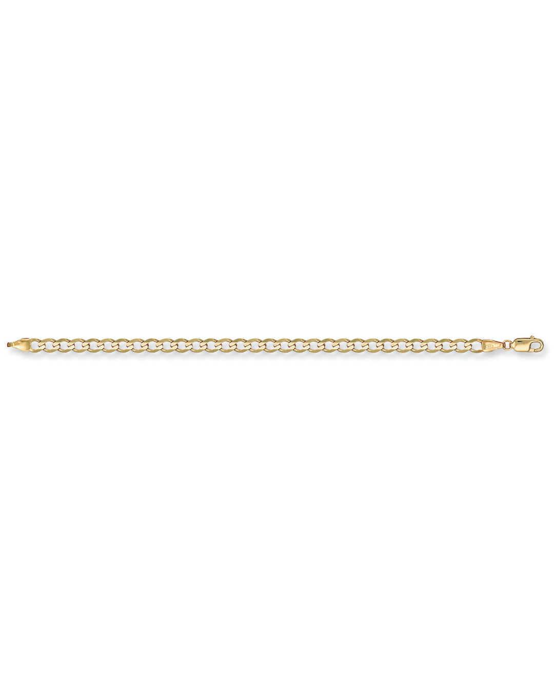 Solid 9ct Yellow Gold 4.2mm Flat Mens Curb Bracelet