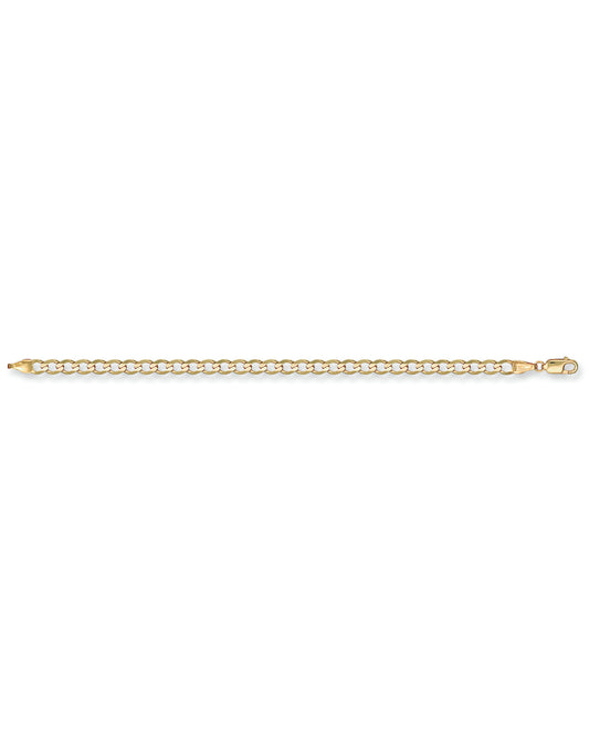 Solid 9ct Yellow Gold 4.2mm Flat Mens Curb Bracelet