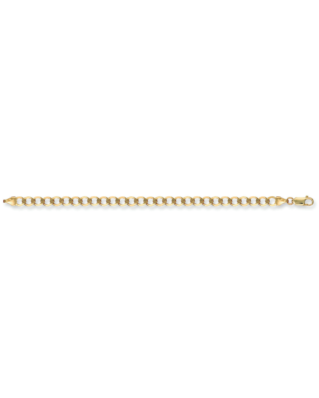 Solid 9ct Yellow Gold 5.2mm Flat Mens Curb Bracelet