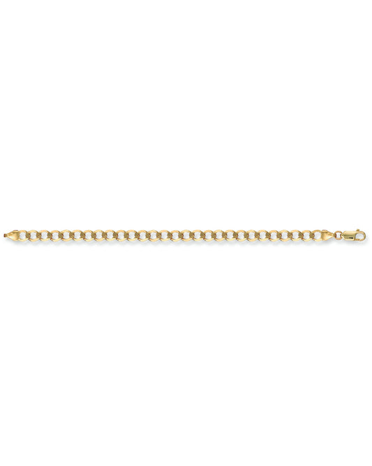 Solid 9ct Yellow Gold 5.2mm Flat Mens Curb Bracelet