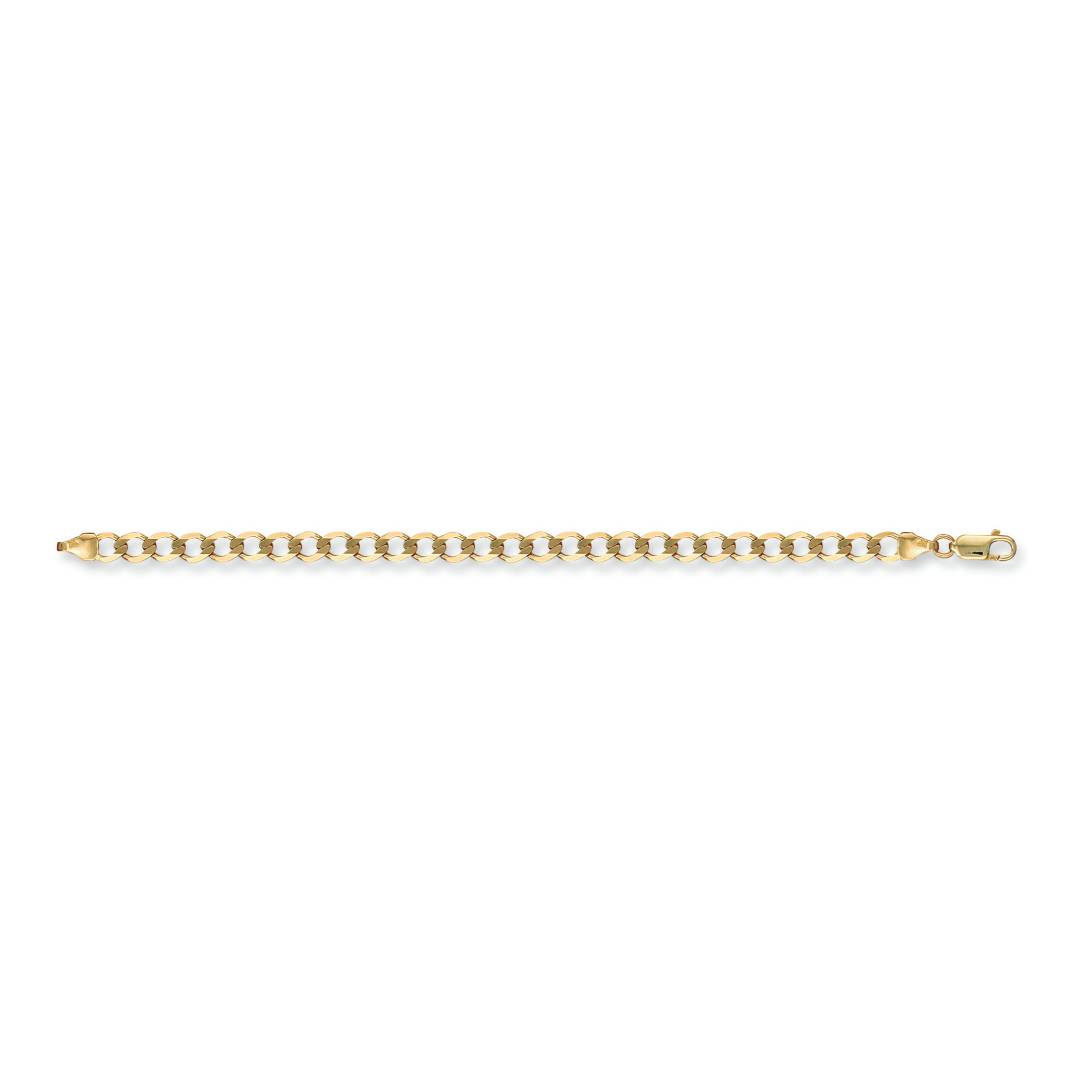 Solid 9ct Yellow Gold 5.2mm Flat Mens Curb Bracelet