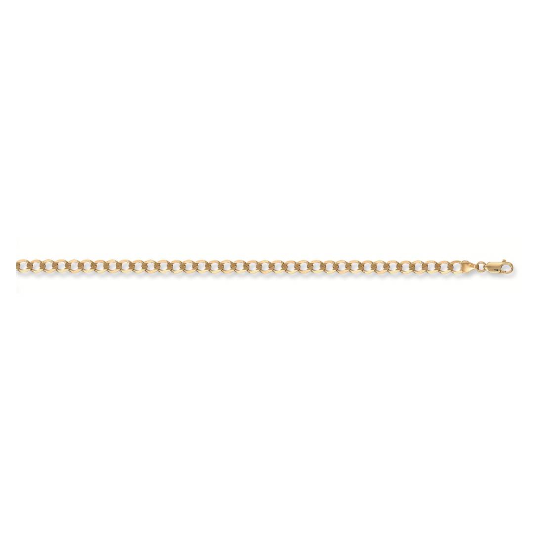 Solid 9ct Yellow Gold 5.6mm Flat Mens Curb Bracelet