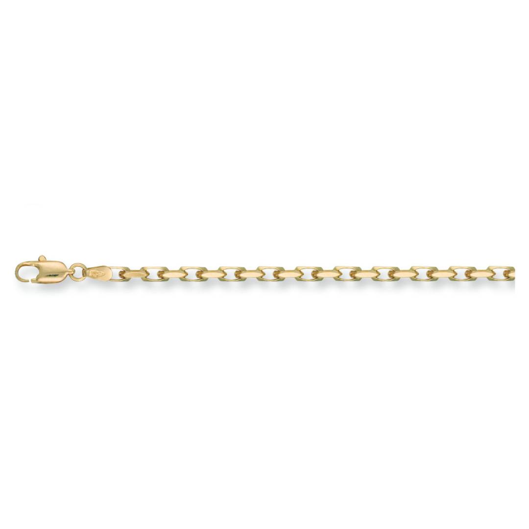 Solid 9ct Yellow Gold 3.5mm Diamond Cut Oval Belcher Bracelet - 8.5 Inches