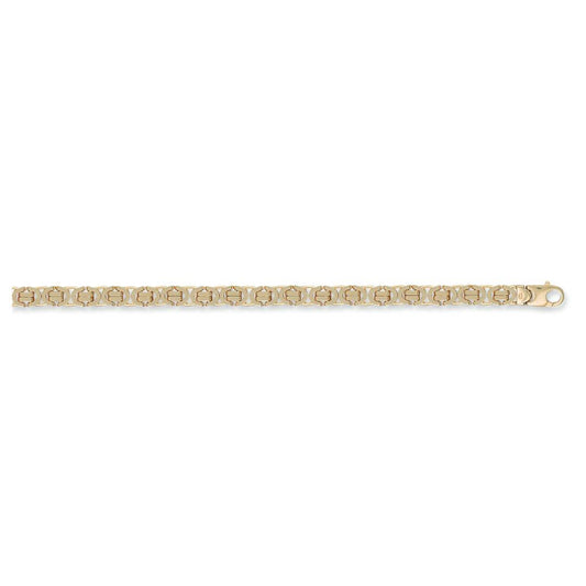 Solid 9ct Yellow Gold 7mm Flat Byzantine Bracelet - 8.5 Inches