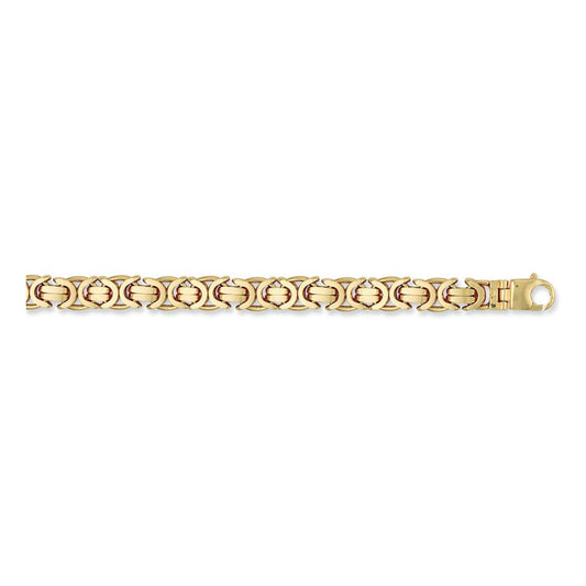 Solid 9ct Yellow Gold 12mm Flat Byzantine Bracelet