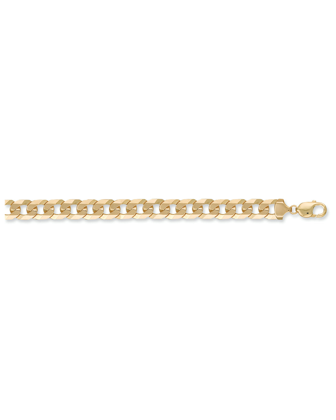 Solid 9ct Yellow Gold 12mm Flat Mens Curb Bracelet