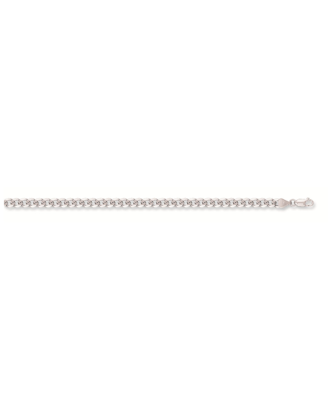 Solid 9ct White Gold Curb Chain - 8mm Wide - 8.5 Inches