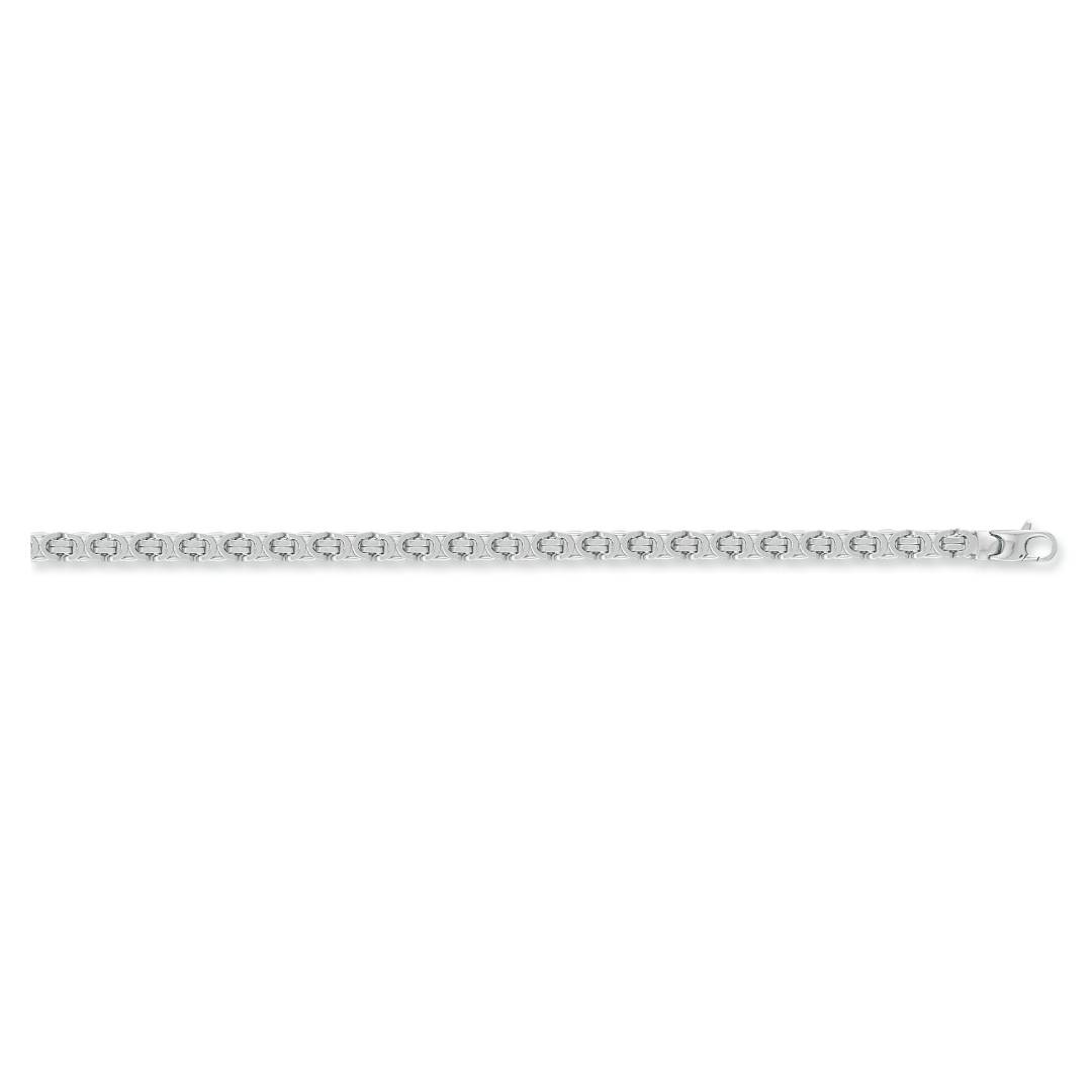 Solid 9ct White Gold 6mm Flat Byzantine Bracelet