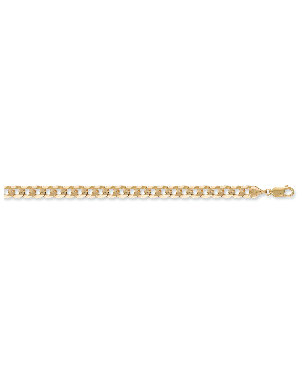 Solid 9ct Yellow Gold 7.5mm Flat Mens Curb Bracelet