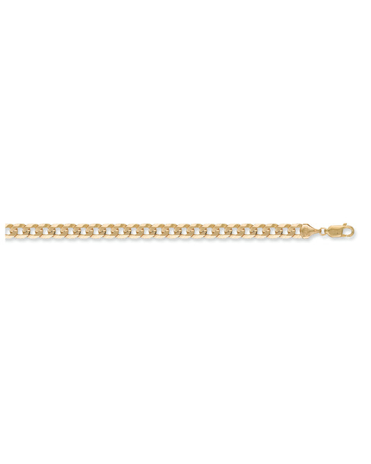 Solid 9ct Yellow Gold 7.5mm Flat Mens Curb Bracelet