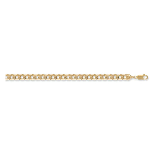 Solid 9ct Yellow Gold 7.5mm Flat Mens Curb Bracelet