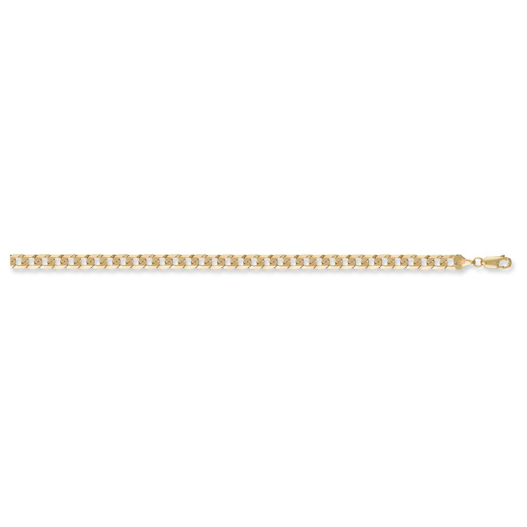 Solid 9ct Yellow Gold 5.5mm Flat Mens Curb Bracelet