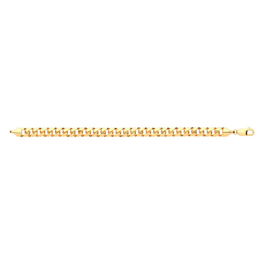 Solid 9ct Yellow Gold 8.5mm Cuban Link Mens Bracelet