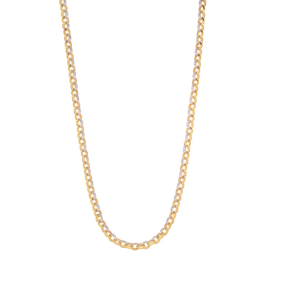 Solid 9ct Yellow Gold 8mm Cz Belcher Bracelet - 8.5 Inches