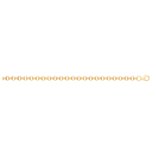 Solid 9ct Yellow Gold 6.6mm Plain & Engraved Belcher Bracelet - 8.5 Inches