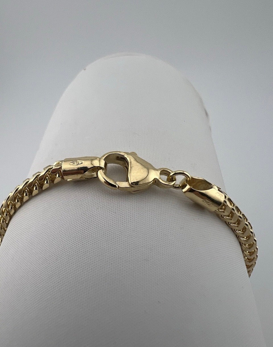Solid 9ct Yellow  Gold 22 Inch Franco Chain - 3mm Franco - Full UK Hallmark