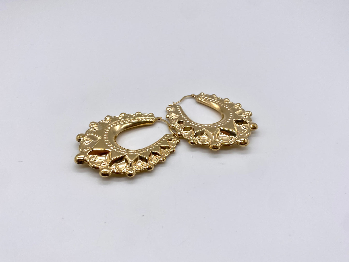 XL 9CT YELLOW GOLD HALLMARKED VICTORIAN 2INCH CHUNKY OVAL CREOLE HOOP EARRINGS
