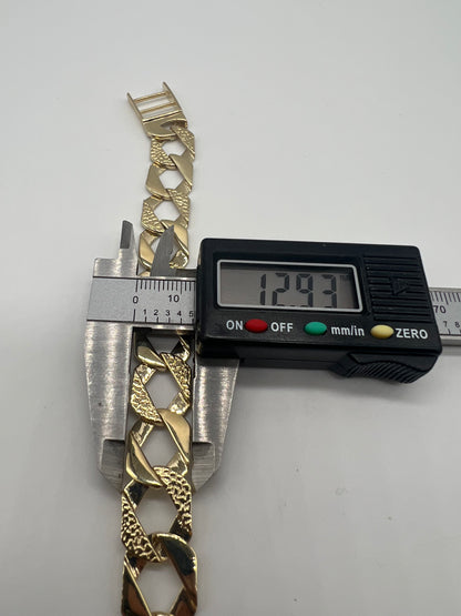 Solid 9ct Yellow Gold Chaps Bracelet - 13mm Wide - 8.5 Inch - Fully Hallmarked