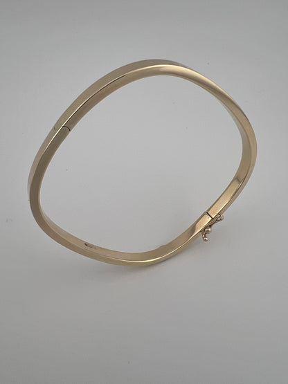 Women’s 9ct Yellow Gold Plain Bracelet - Ladies Gold 4mm Bangle - TV Shaped