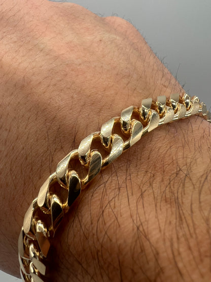 Solid 9ct Gold 8.5mm Cuban Link Bracelet - 8.5 Inch Full UK Hallmark