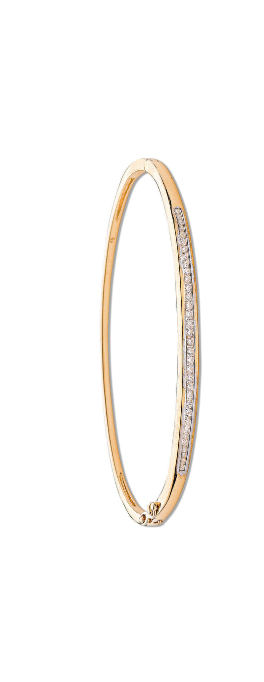 Ladies 9ct Yellow Gold 0.50ct Channel Set Diamond Bangle