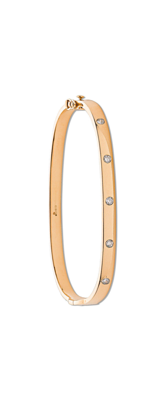 Ladies 9ct Yellow Gold 0.20ct 5 Stone Diamond Bangle