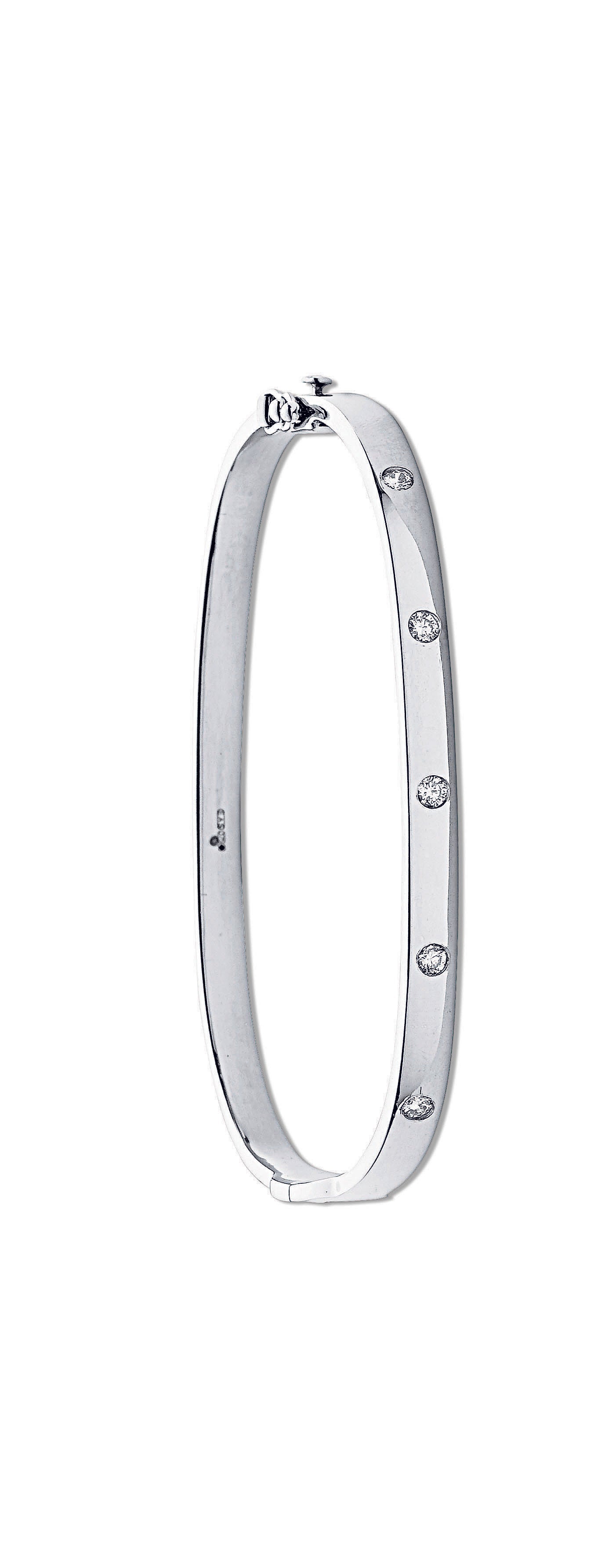 Ladies 9ct White Gold 0.20ct 5 Stone Diamond Bangle