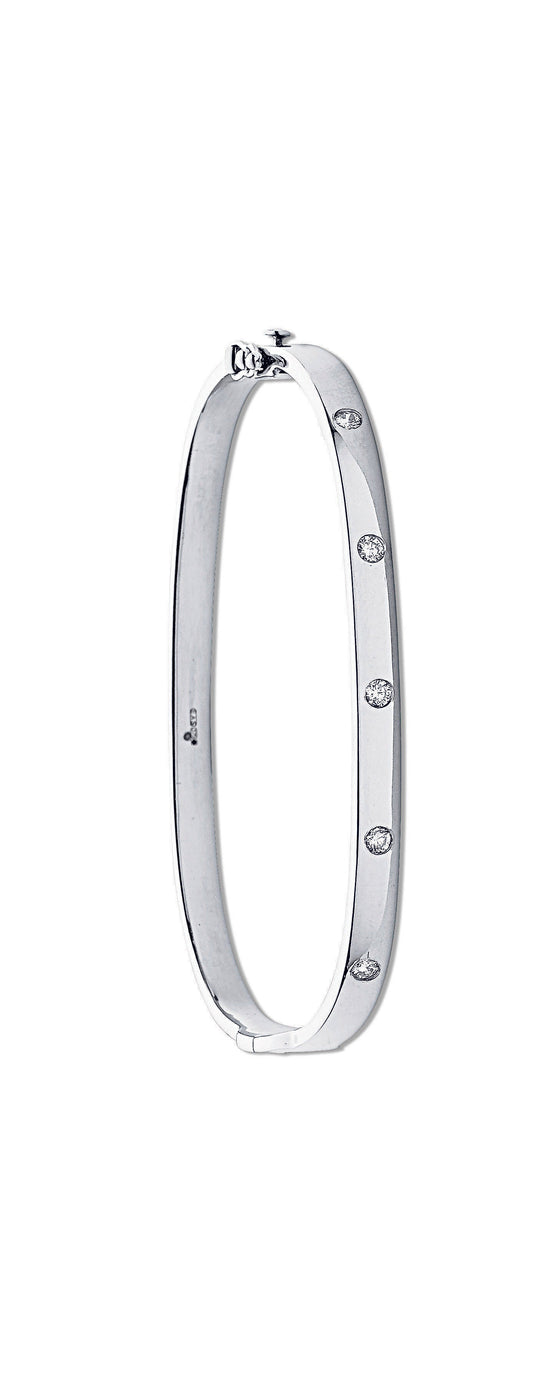 Ladies 9ct White Gold 0.20ct 5 Stone Diamond Bangle