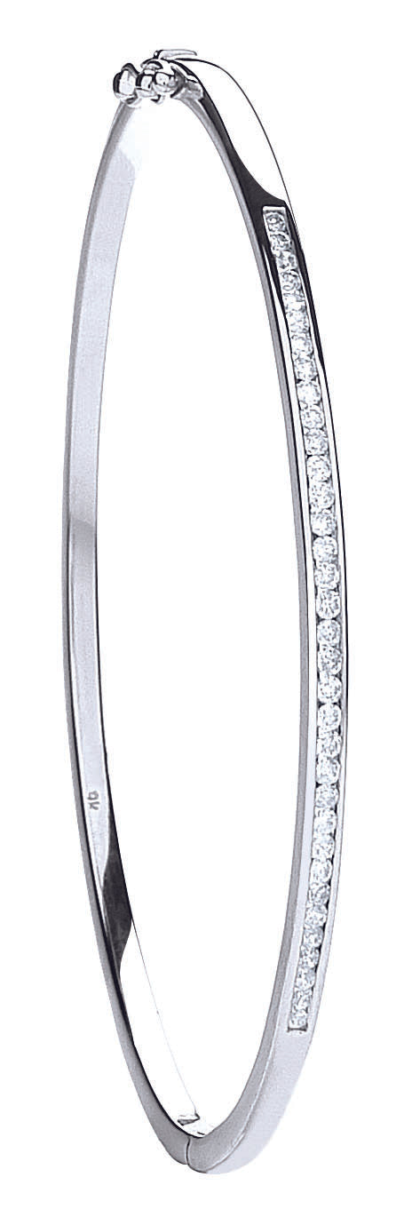 Women's 9ct White Gold 0.50ct Channel Set Diamond Bangle
