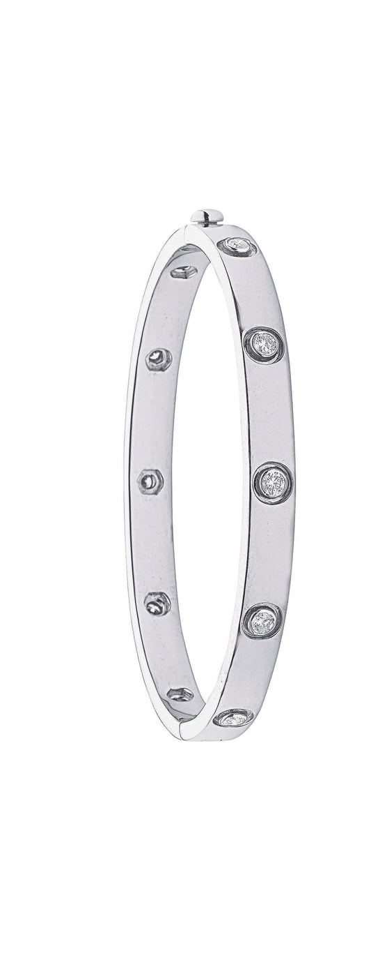 Solid 18ct White Gold 1.00ct Ladies Diamond Bangle