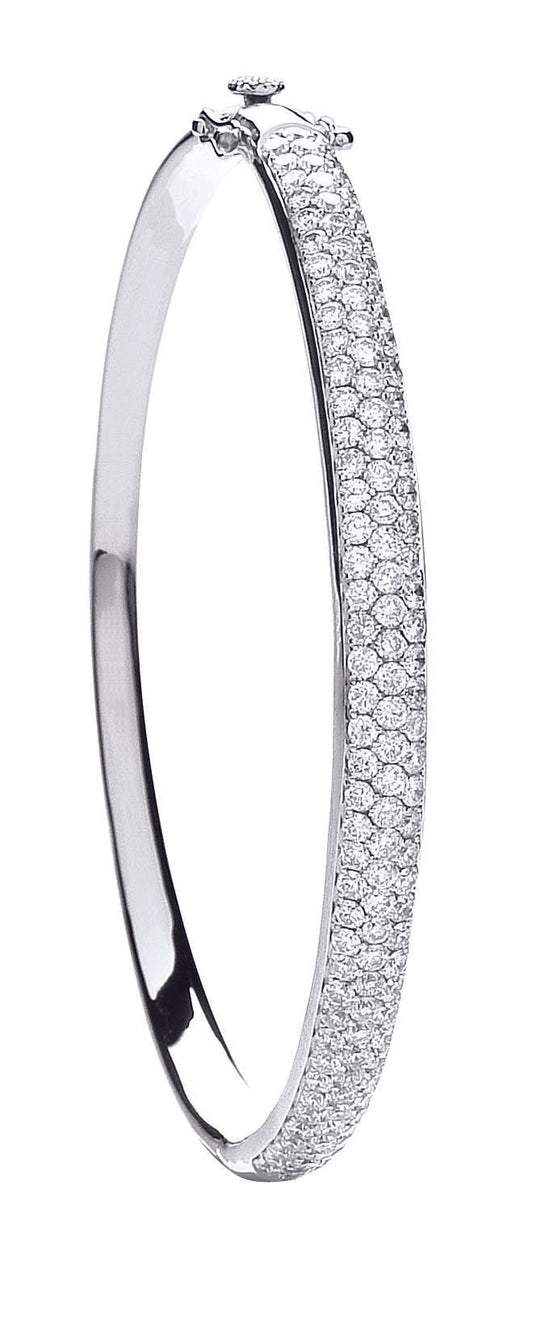 Women's 18ct White Gold 3.15ct Pave Set Diamond Bangle