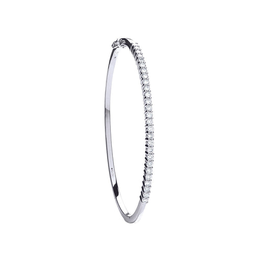 Solid 18ct White Gold 1.15ct Ladies Diamond Bangle