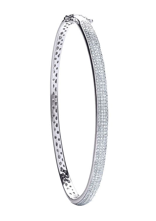 9ct White Gold 0.86ctw Pave Set Diamond Bangle