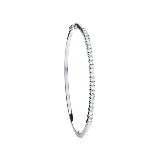 Ladies 9ct White Gold 1.10ct Diamond Bangle