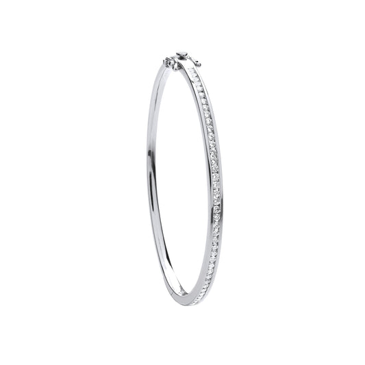 Women's 18ct White Gold 1.00ct Diamond Bangle