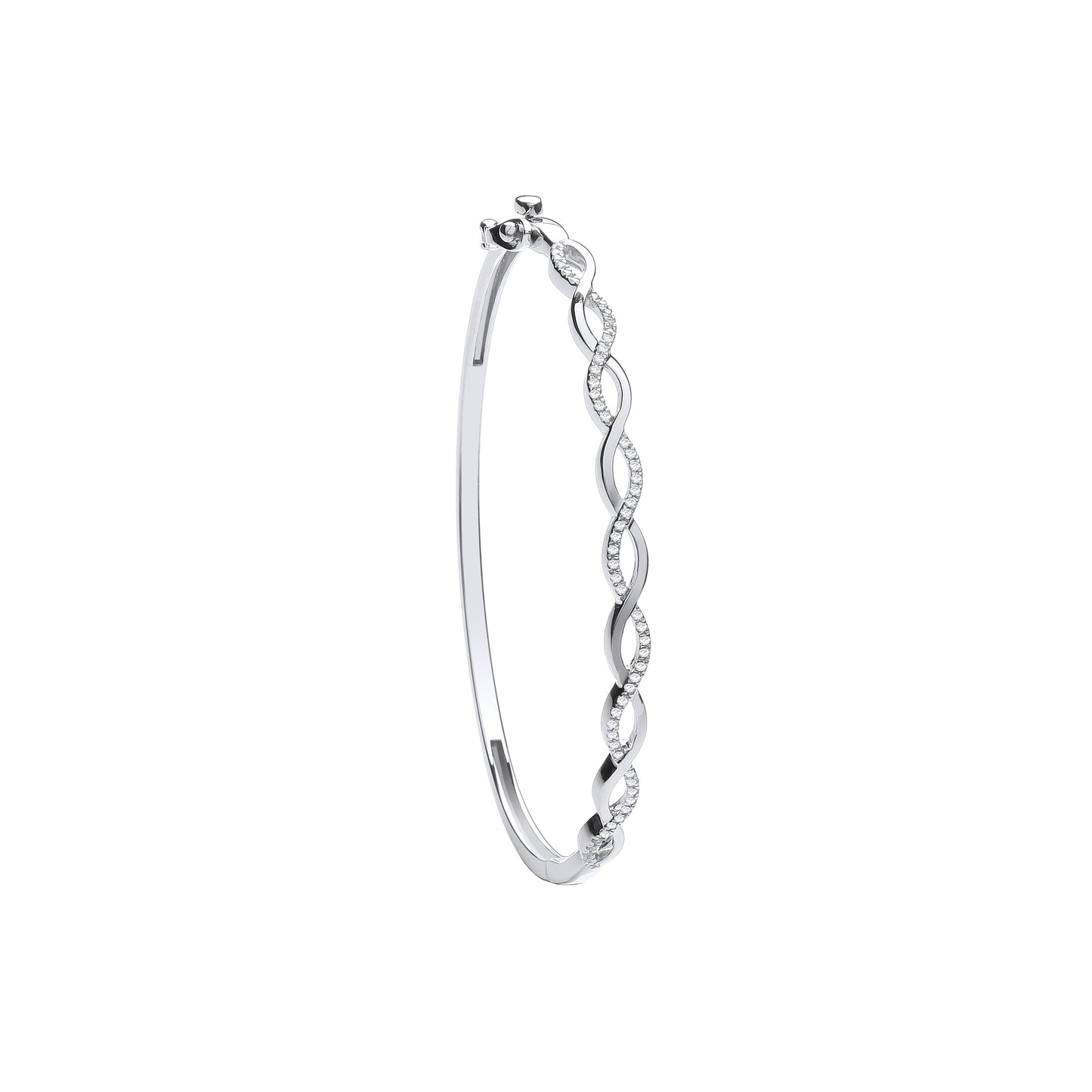 Women's 9ct White Gold Entwined 0.33ct Diamond Bangle