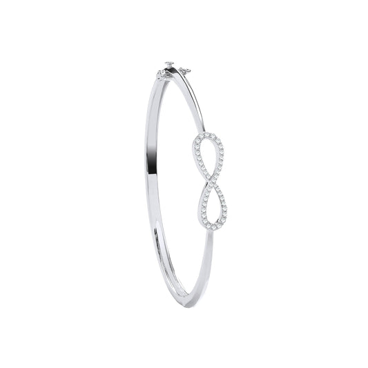 Ladies 9ct White Gold Infinity 0.45ct Diamond Bangle