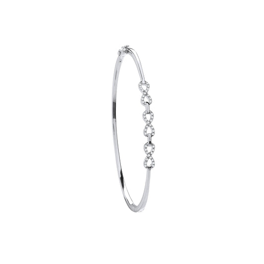Laides 9ct White Gold 0.15ct Small Infinity Diamond Bangle