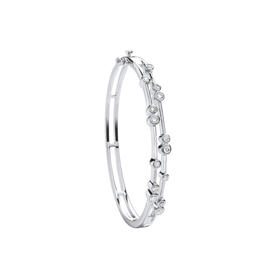 Solid 18ct White Gold 1.00ct Bubble Women's Diamond Bangle