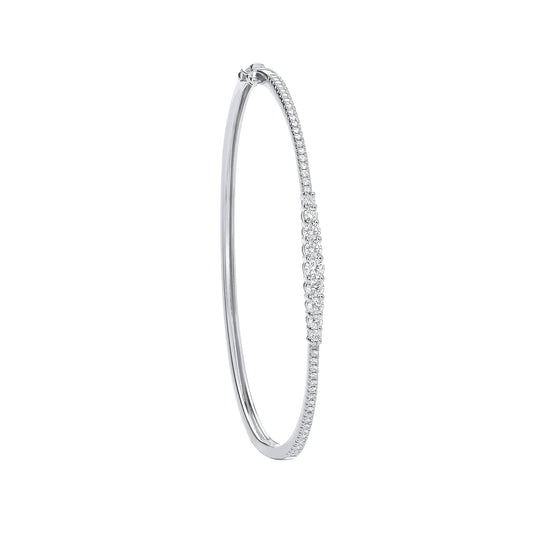 Ladies Solid 9ct White Gold 0.90ct Diamond Bangle