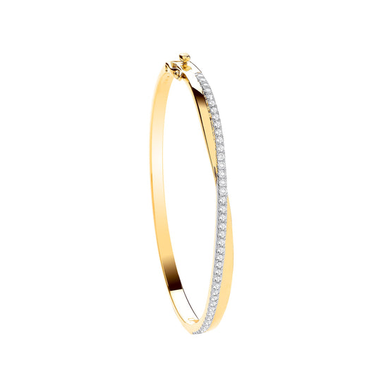 Women's 9ct Yellow Gold 1.00ct Diamond Bangle
