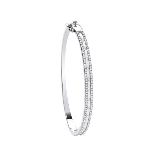 Ladies 9ct White Gold 1.00ct Diamond Bangle