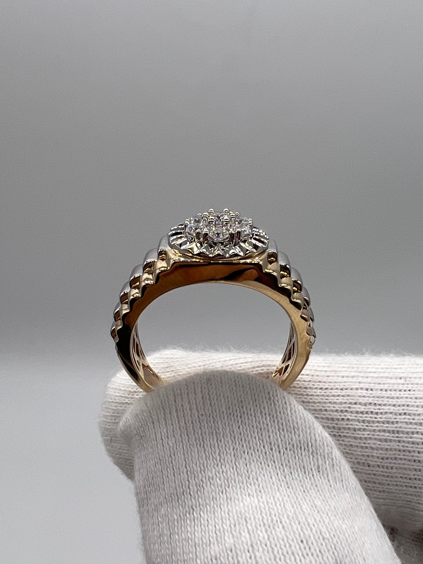 9ct Men’s Yellow & White Gold 0.50ct Diamond Ring - UK Size X - Fully Hallmarked