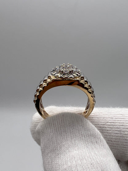 9ct Men’s Yellow & White Gold 0.50ct Diamond Ring - UK Size X - Fully Hallmarked