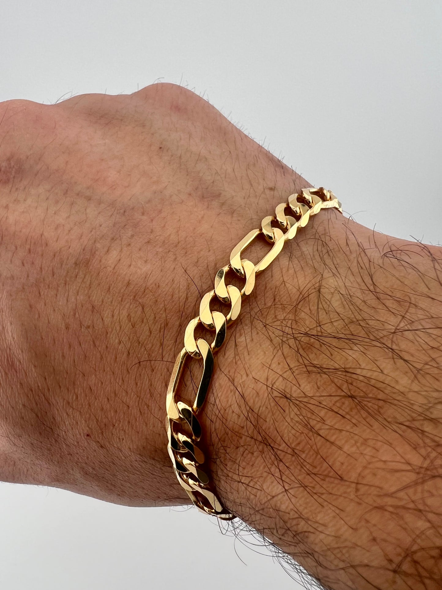 9ct Solid Gold Men’s Bracelet 8.5 INCH 7mm Fiagro - FULL UK HALLMARK & BOXED