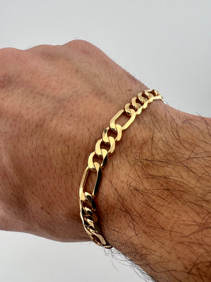 9ct Solid Gold Men’s Bracelet 8.5 INCH 7mm Fiagro - FULL UK HALLMARK & BOXED