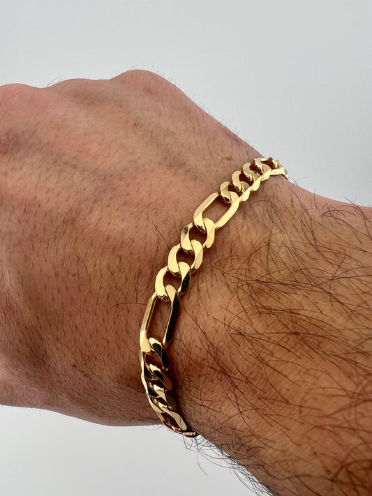 9ct Solid Gold Men’s Bracelet 8.5 INCH 7mm Fiagro - FULL UK HALLMARK & BOXED