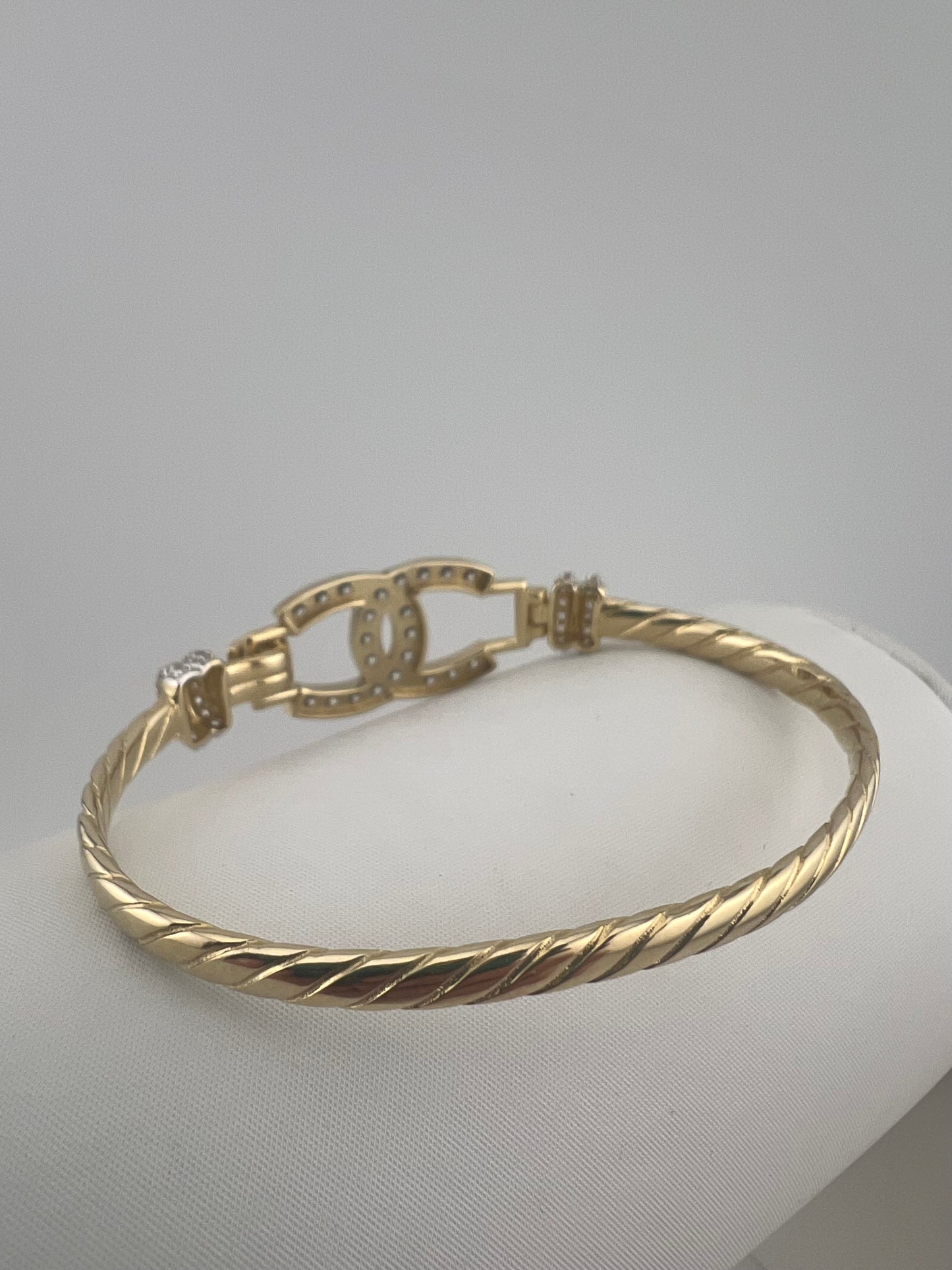 Kids Solid 9ct Yellow Gold CZ Bangle / Bracelet - Full UK Hallmark UK Sale