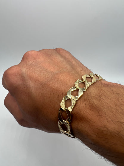 Solid 9ct Yellow Gold Chaps Bracelet - 13mm Wide - 8.5 Inch - Fully Hallmarked